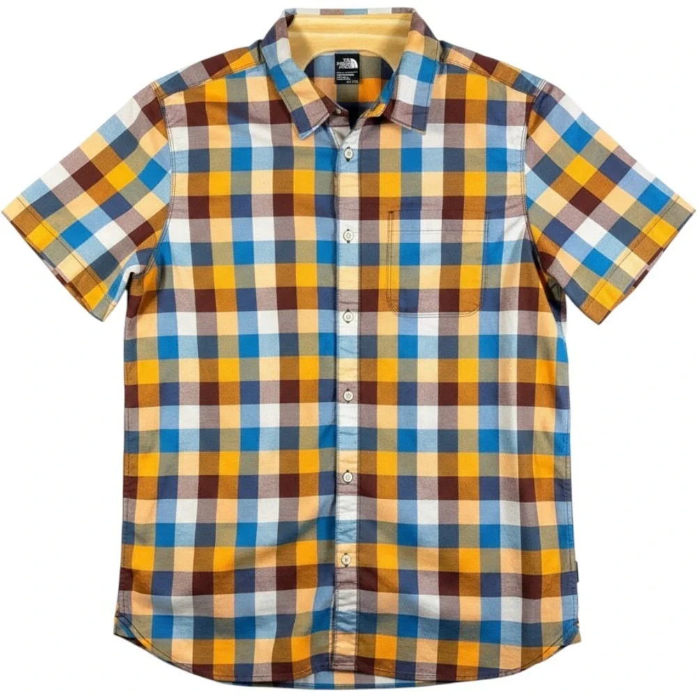 The‎ North Face Button Up Shirt Mens XL Multicolor Plaid Short Sleeve Hiking